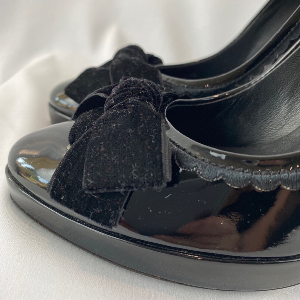 Cole Haan Patent Leather Platform Shoes With Bow - Picture 8 of 14